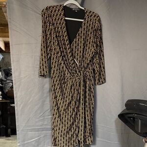 INC International Concepts Black and Gold Geometric Dress